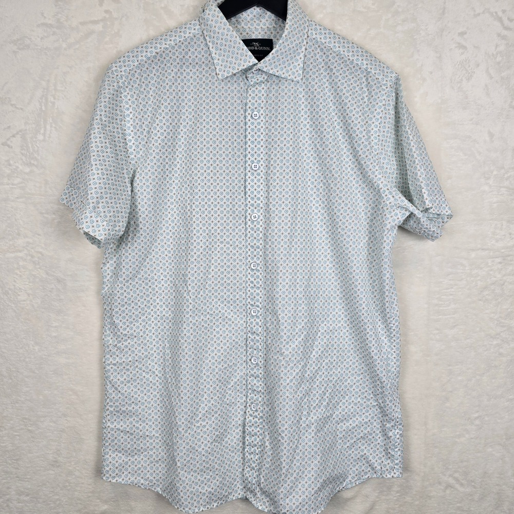 Rodd & Gunn Mens Sports Fit Short Sleeve Button Down Floral Shirt White Blue L